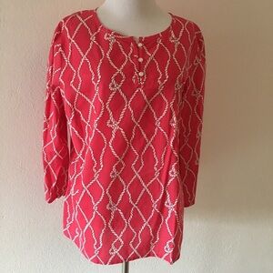 Talbots Red Cotto Blouse Long Sleeve size M